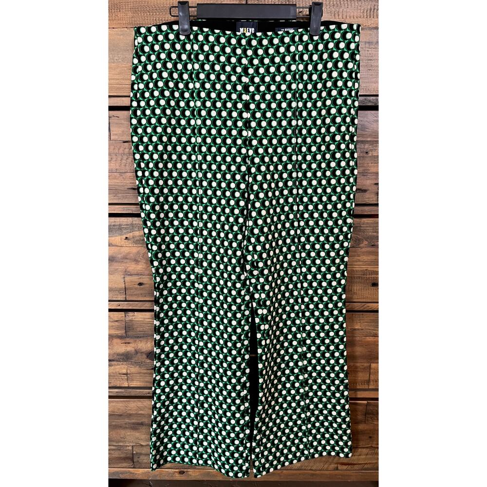 Maeve Green & White Geometric Cropped Pants